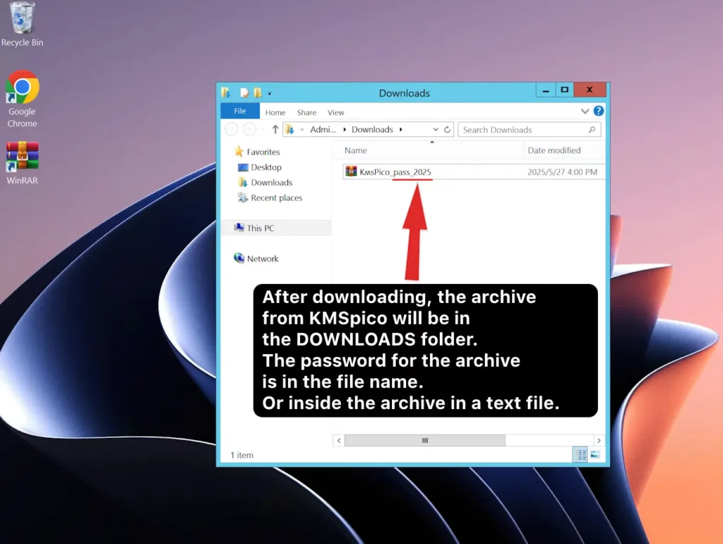 Screenshot showing how to run KMSPico as administrator