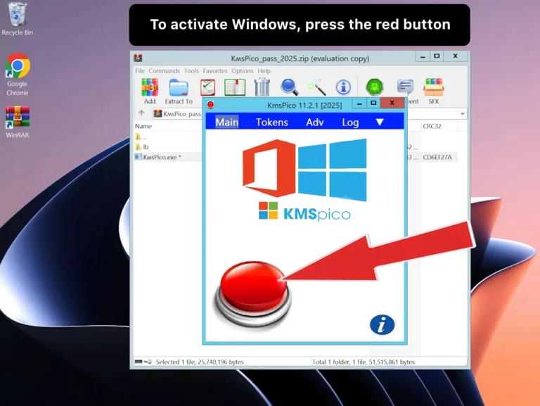 Screenshot of KMSPico during activation process